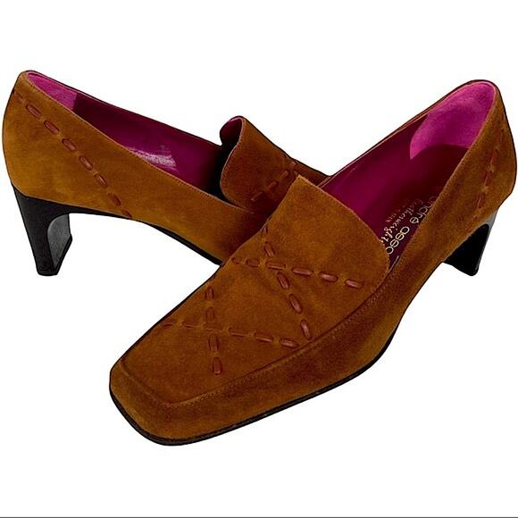 Andre Assous Featherweight Brown Suede Square Toed Shoes Size 7 - Picture 1 of 9